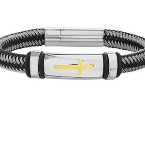 Stainless Steel Cross Bracelet 8.5”